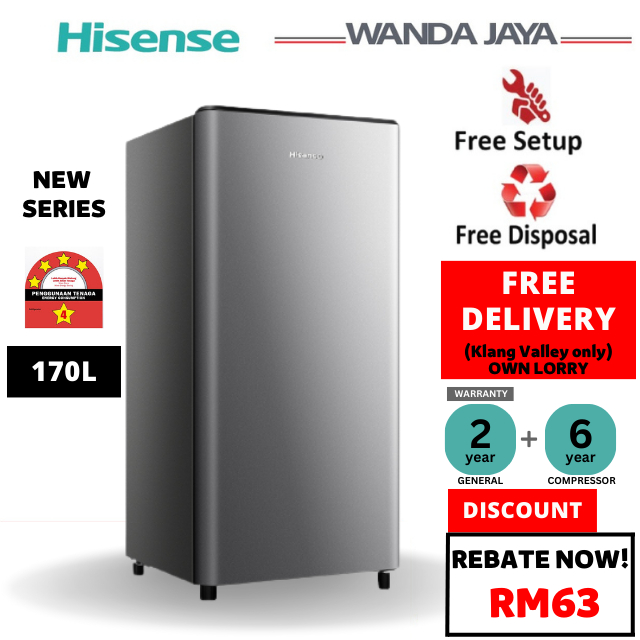 [Free Delivery] Hisense Single Door Fridge 170L RR197D4AGN1 | Peti ...