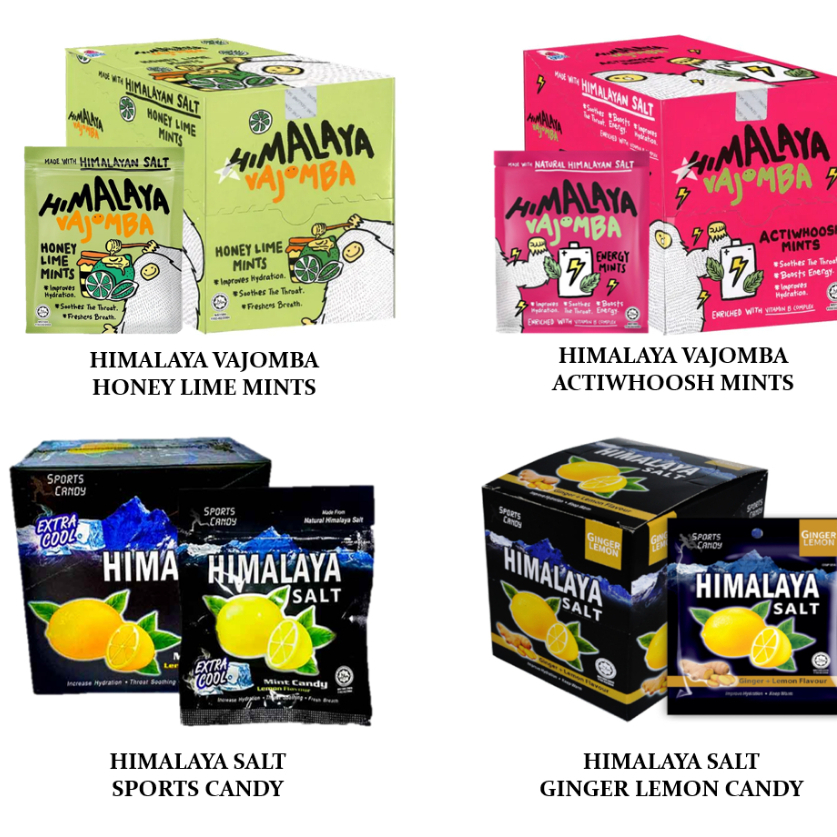 Himalaya Salt Sports Candy Packs Box Vajomba Honey Lime Mints