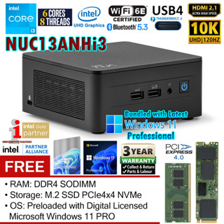 Intel NUC13ANHi3 L10 Core i3 6-Core NUC Mini PC + Windows 11 PRO