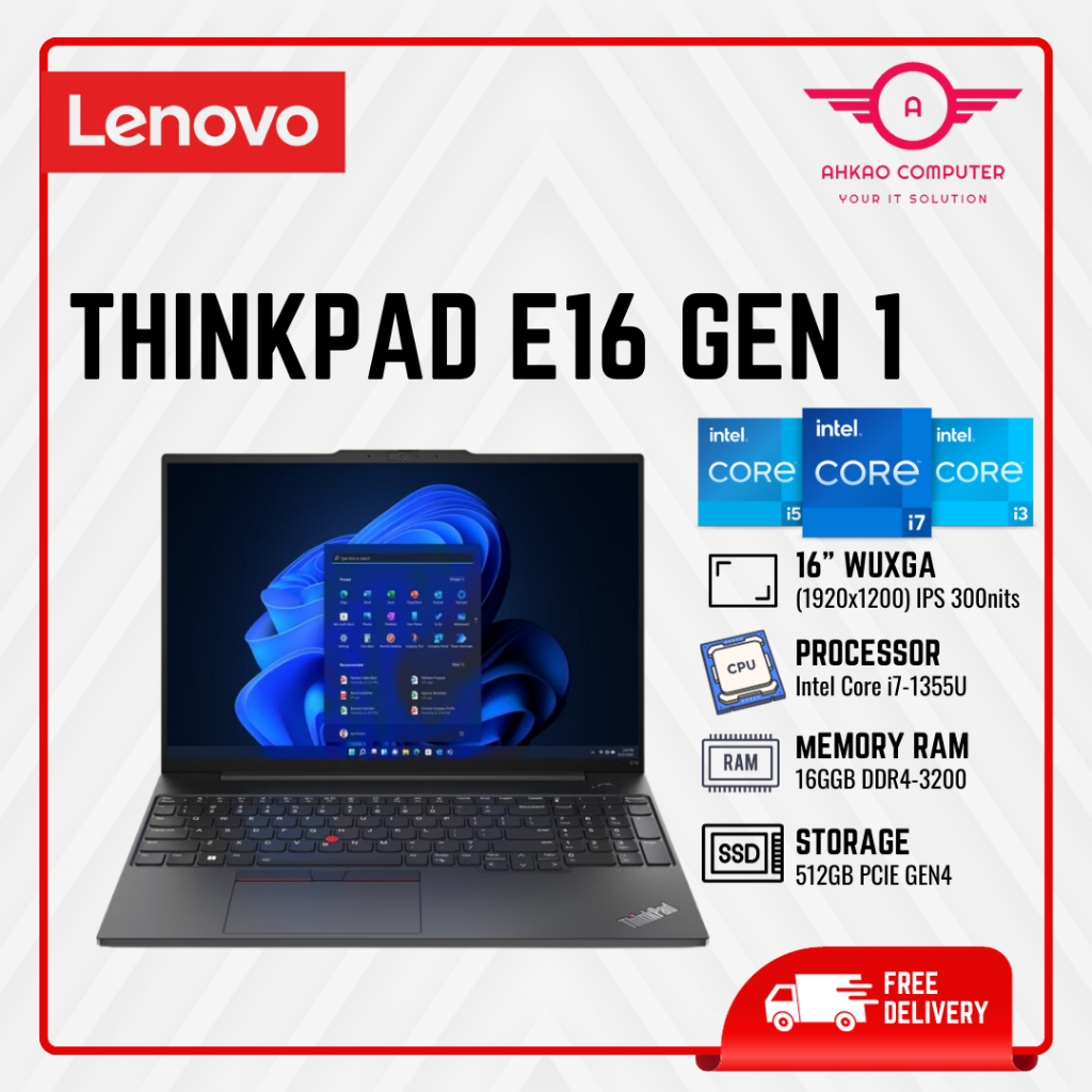 Lenovo ThinkPad E16 Gen 1 21JN0051MY 16'' WUXGA Laptop Black ( I5