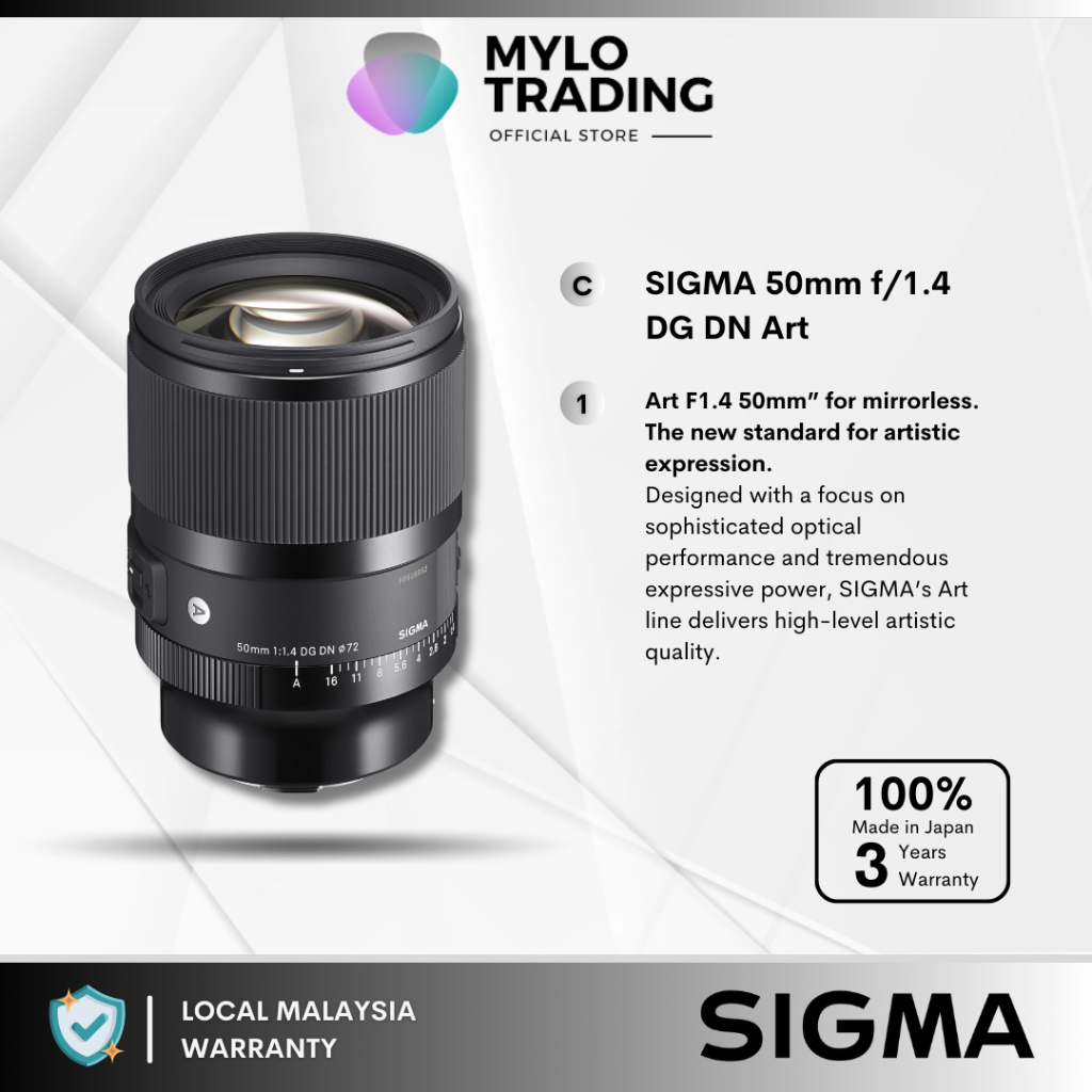 Sigma 50mm f/1.4 DG DN Art Lens For Sony E / Leica L Sigma Malaysia