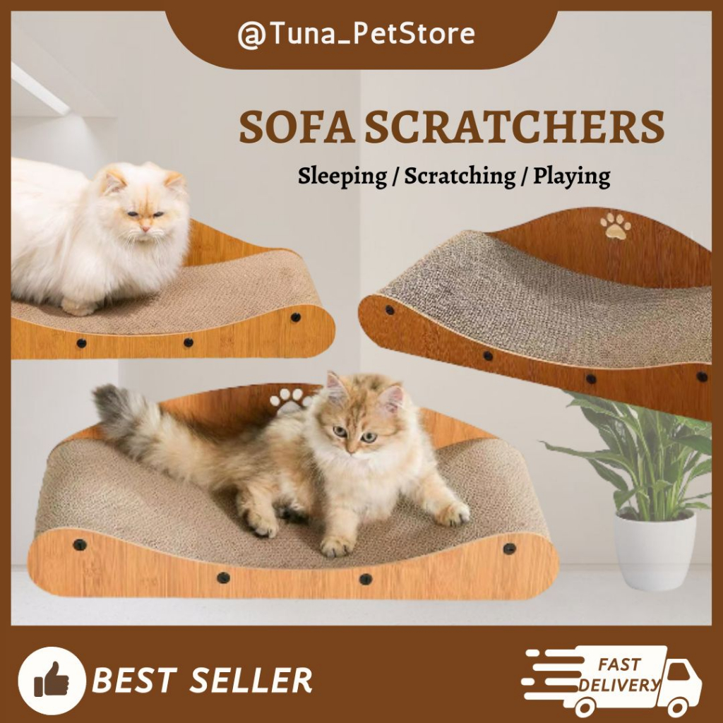 Cat Scratcher Board 60cm Cat Sofa Bed U Shape Scratch Board Cat Toy Papan Cakar Kucing Free Catnip Powder Shopee Malaysia