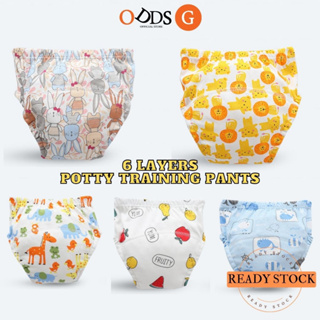 6 Layers Kids Potty Training Pants Baby Underwear Toilet Cloth Diaper Pant  Seluar Kencing Bayi Learning Pant