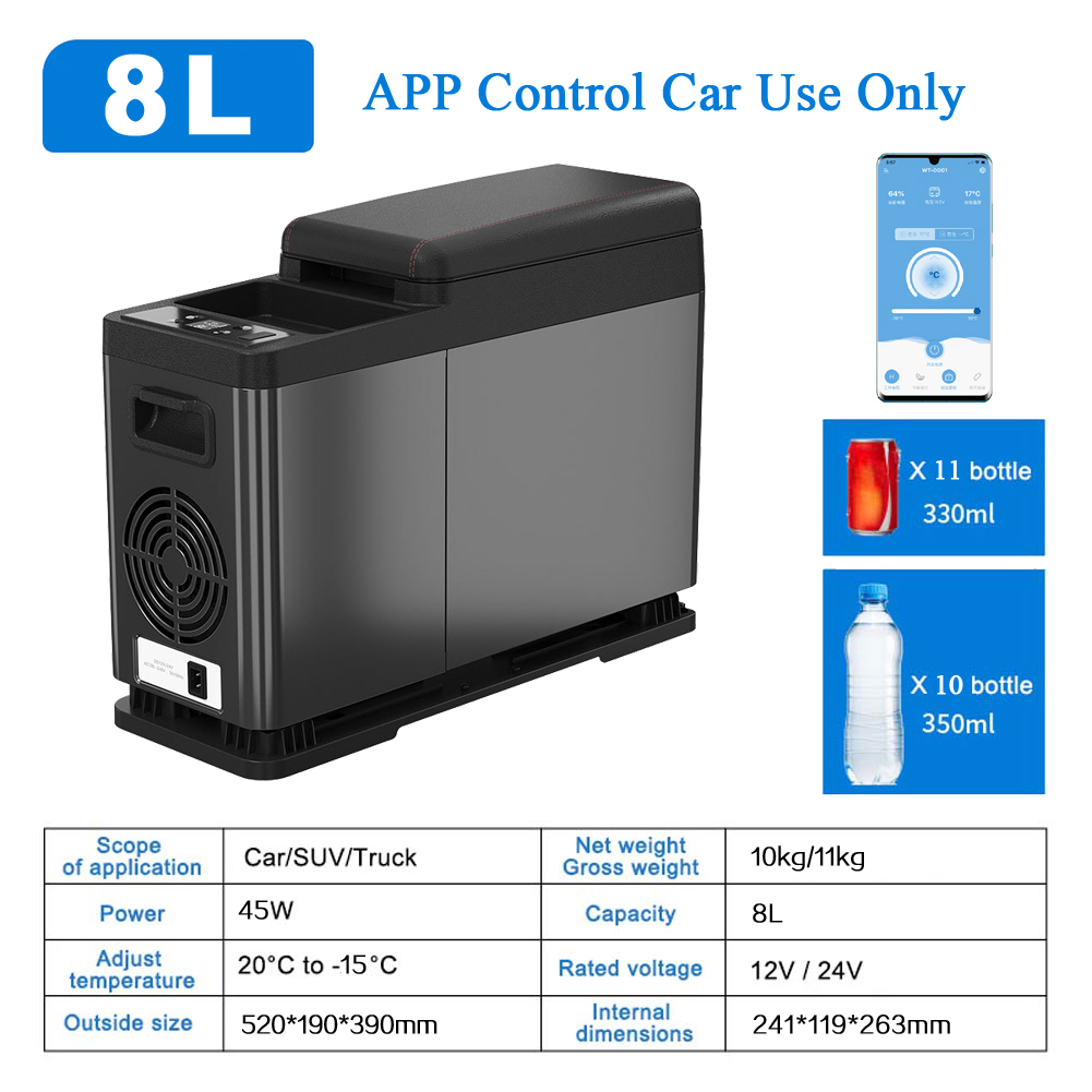 CF8 Alpicool 8L12V Portable MPV armrest car fridge refrigerator with