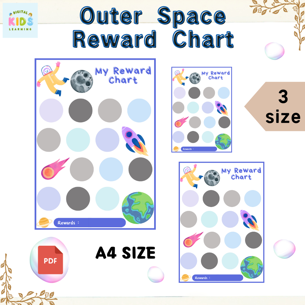 PDF Printable Outer Space Rewards chart for kids Boys Kad Ganjaran ...