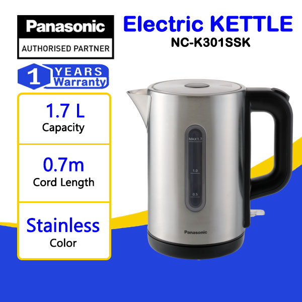PANASONIC NCK301 ELECTRIC KETTLE 1.7L TYLISH STAINLESS STEEL DESIGN NC