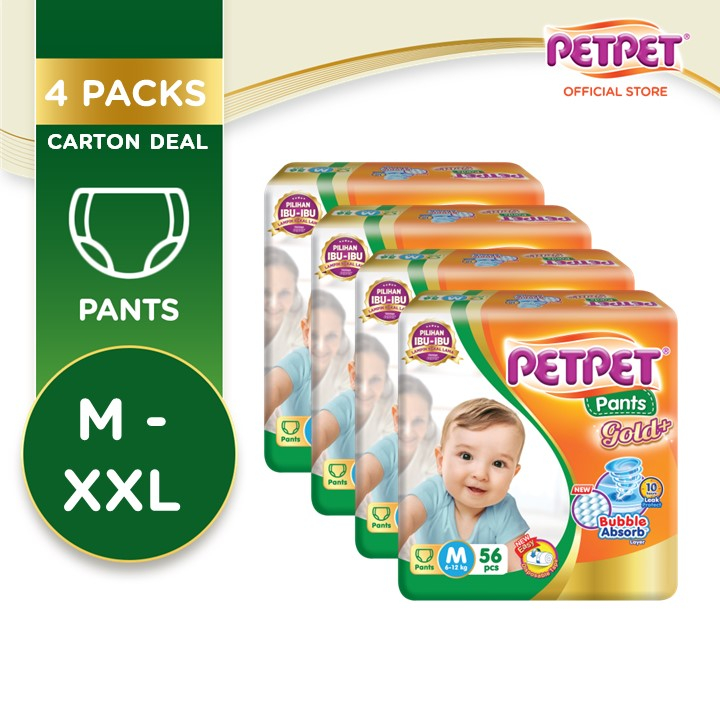 PETPET Pants Gold+ Super Jumbo Pack - M56/L46/XL38/XXL32 (4 Packs ...