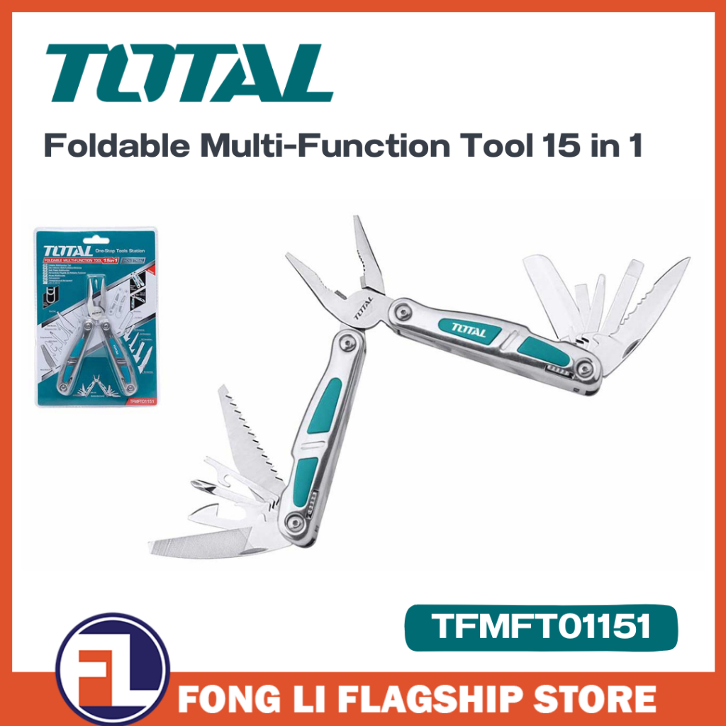 TOTAL Foldable Multi-Function Tool (15 Function) Camping Plier ...