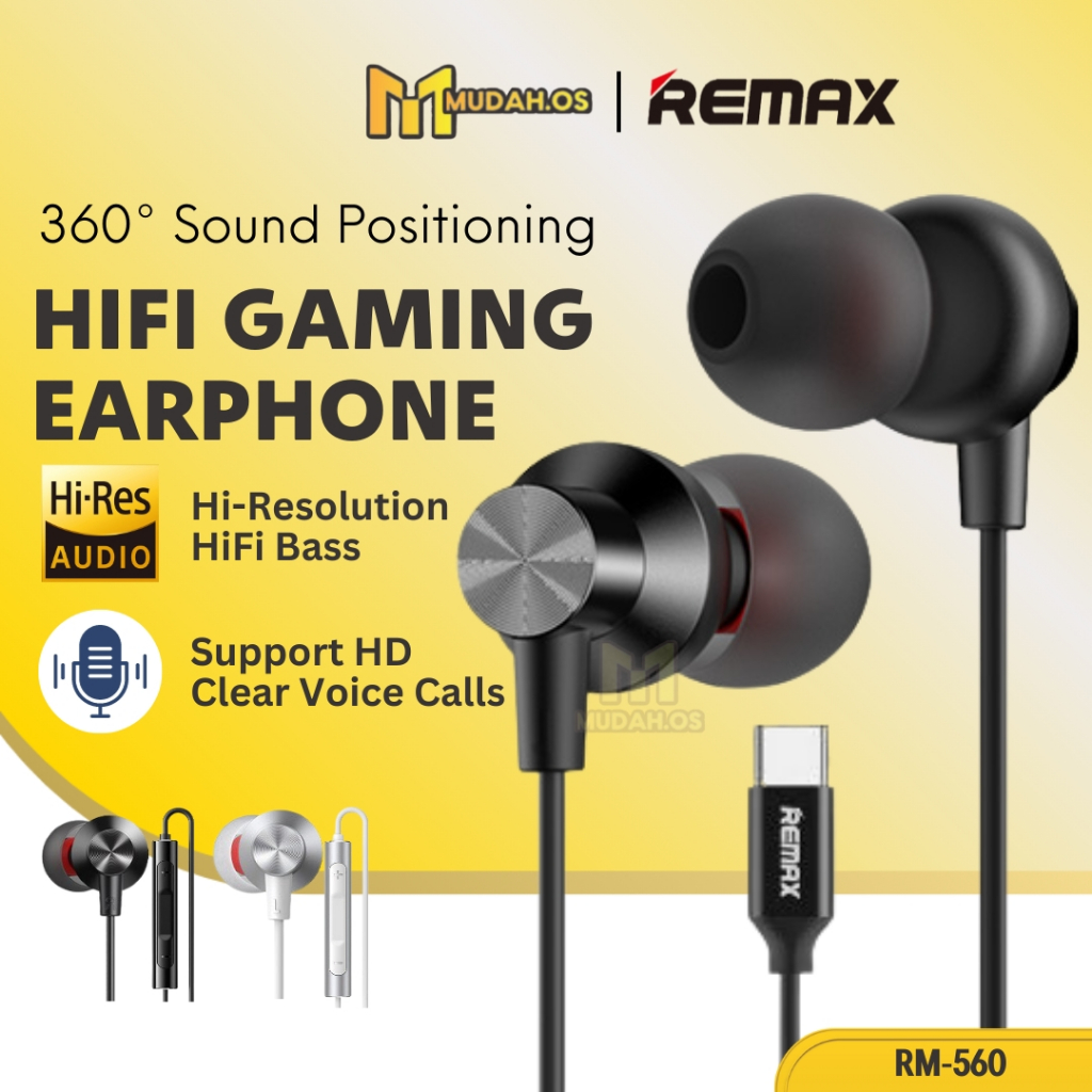 REMAX Super Bass Earphone Type C Stereo Wired For Gaming Noise ...