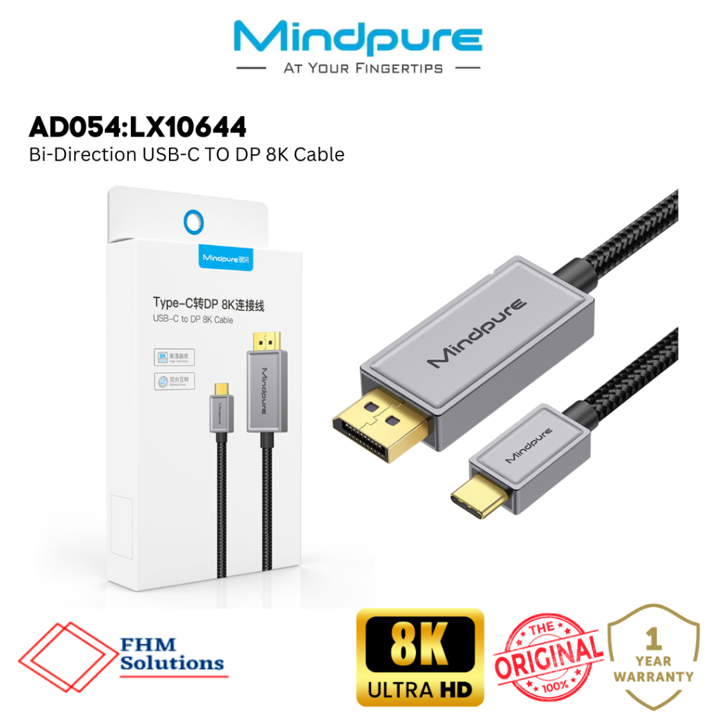 Mindpure AD054 USB Type C 3.1 to DisplayPort 8K Cable USB-C to DP cable ...