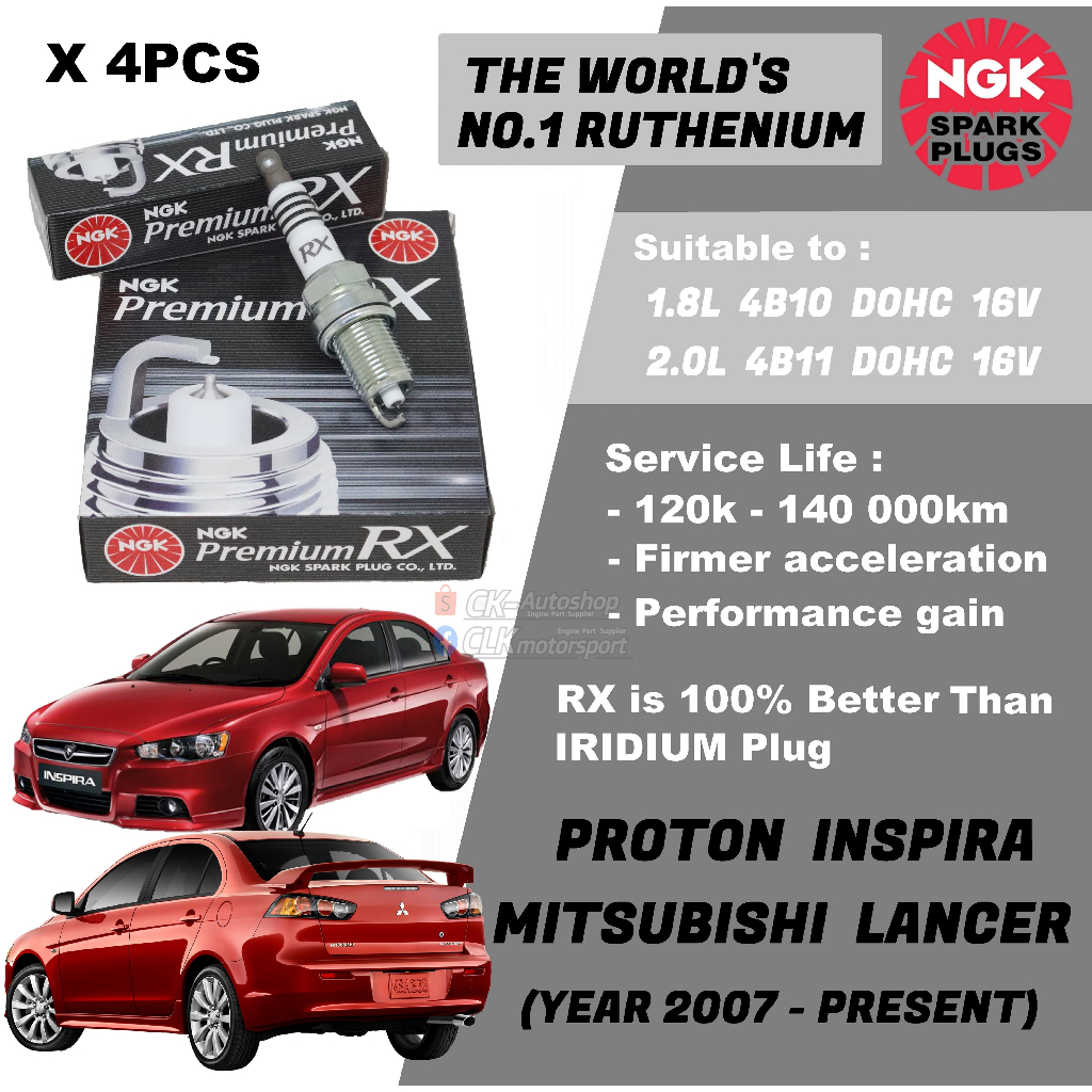 NGK Premium RX Spark Plug - Proton Inspira Mitsubishi Lancer 1.8L 4B10 ...