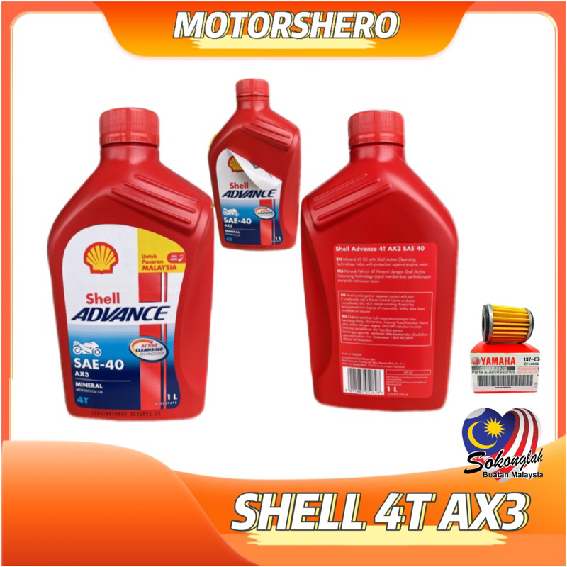 QR CODE SHELL MALAYSIA STOCK AX3 SAE40 1L 4T ENGINE OIL MINYAK HITAM ...