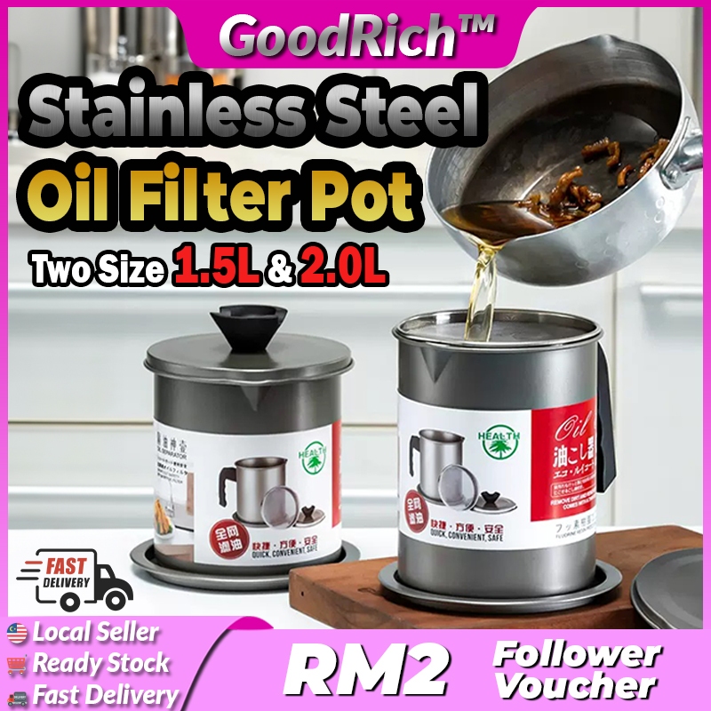 304 Stainless Steel Oil Filter Pot 2L Large Capacity Oil Grease Oil ...