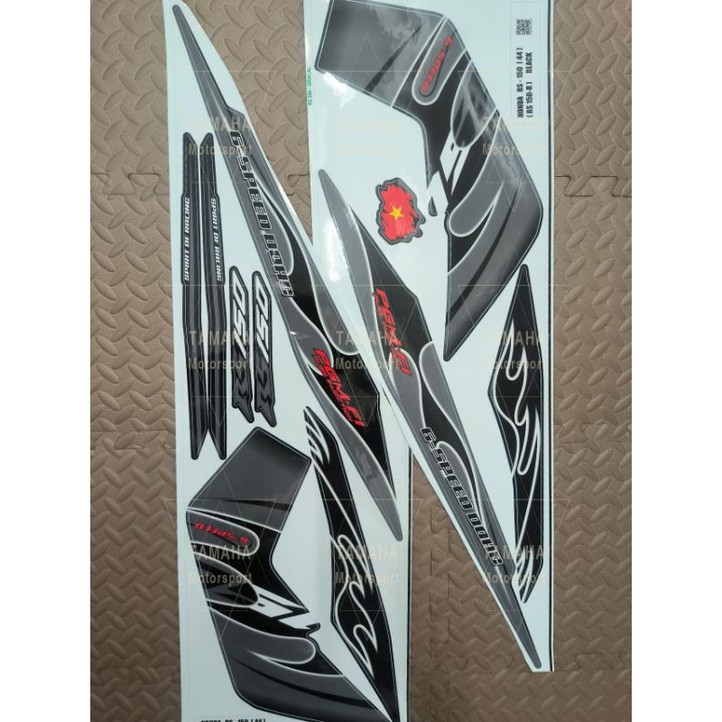 Honda Rs150 rs150r v1 v2 Body Cover Stripe Sticker black fire api hitam ...