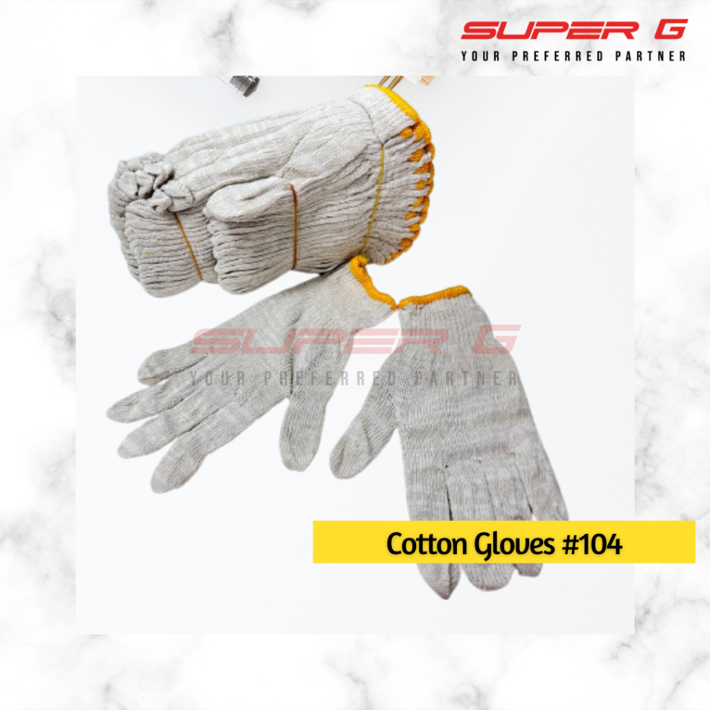 Cotton Glove 104 400g with Yellow Cuff (12 Pairs) Shopee Malaysia