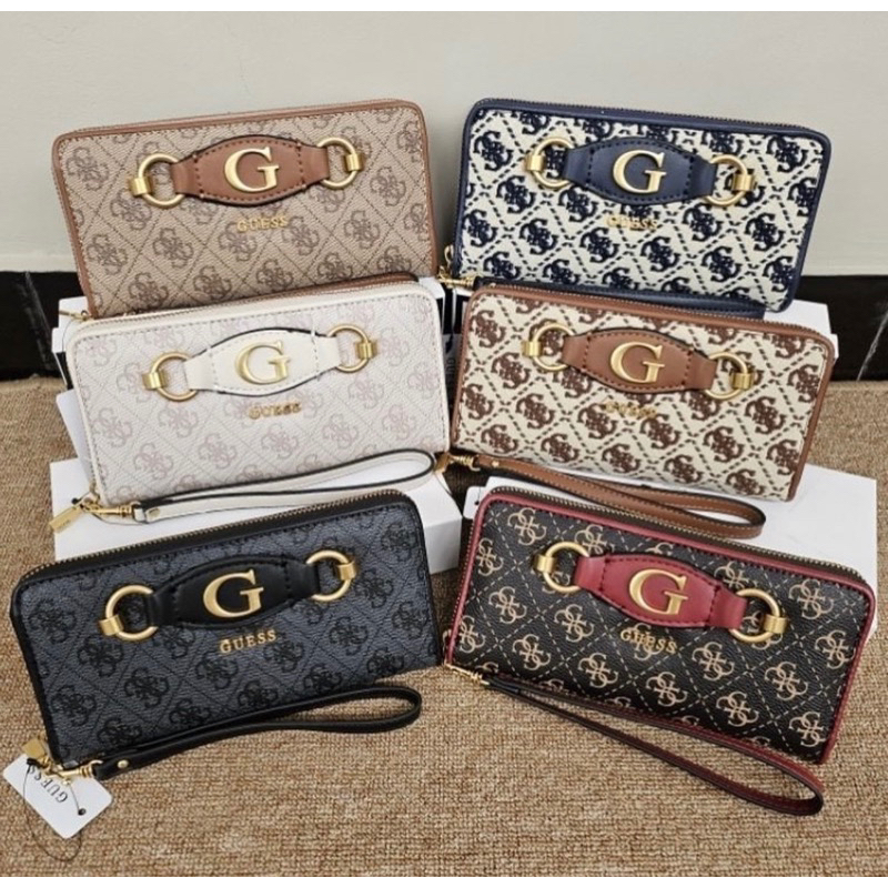 READY STOCK MALAYSIA Guess Factory Ori SLG Limited Edition Women s Zip Wallet Long Purses Fold Over Wallet Izzy Coal black Original Guess PGMall