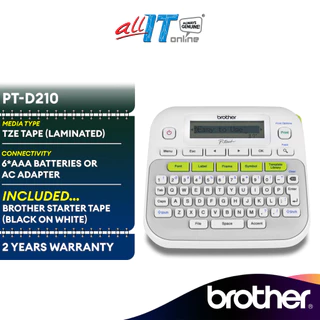 Brother PT-D210 Desktop Label Printer for home and office use | Print up to 12mm TZe laminated tapes width | 20mm/s