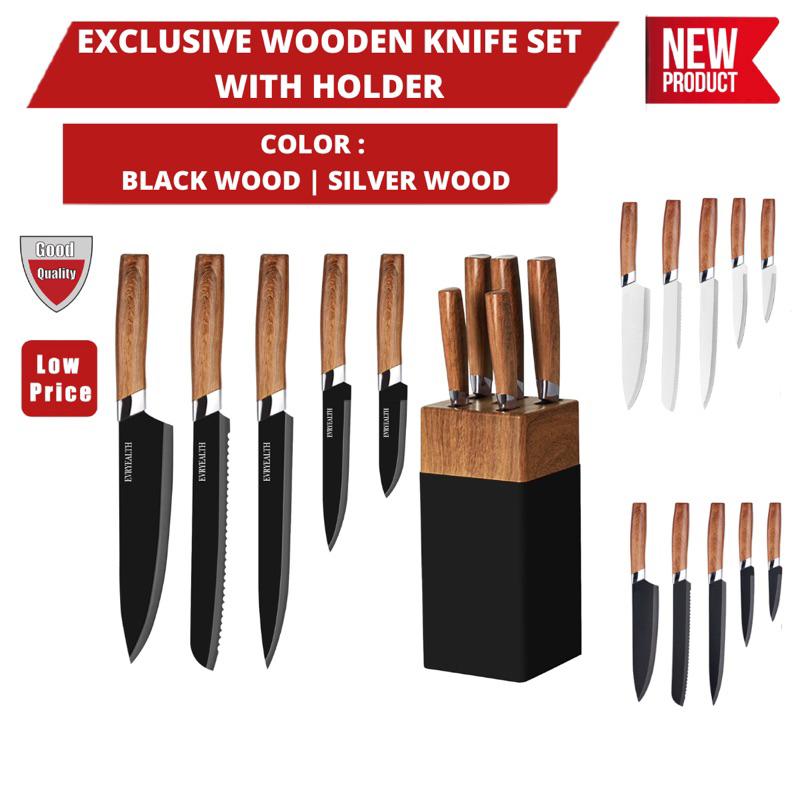 Exclusive Wooden Knife Set with holder Shopee Malaysia