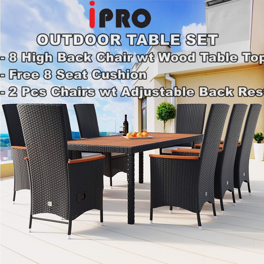 IPRO Outdoor Chair and Table Set Balcony Garden Table Chair 8 Seater