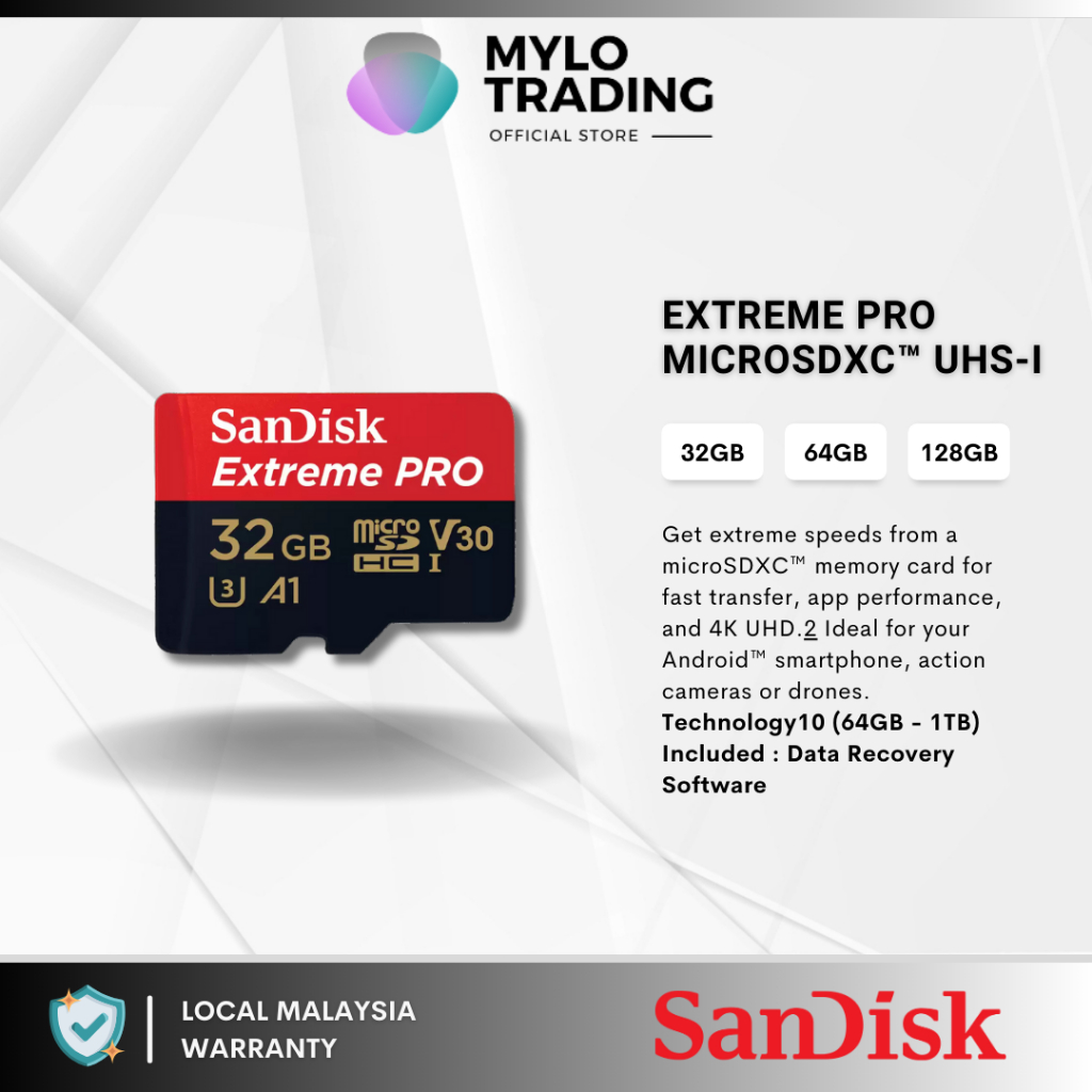 Sandisk Extreme Pro 32GB / 64GB / 128GB / 256GB SDHC SDXC A1 A2 200MB/s  microSD UHS-I