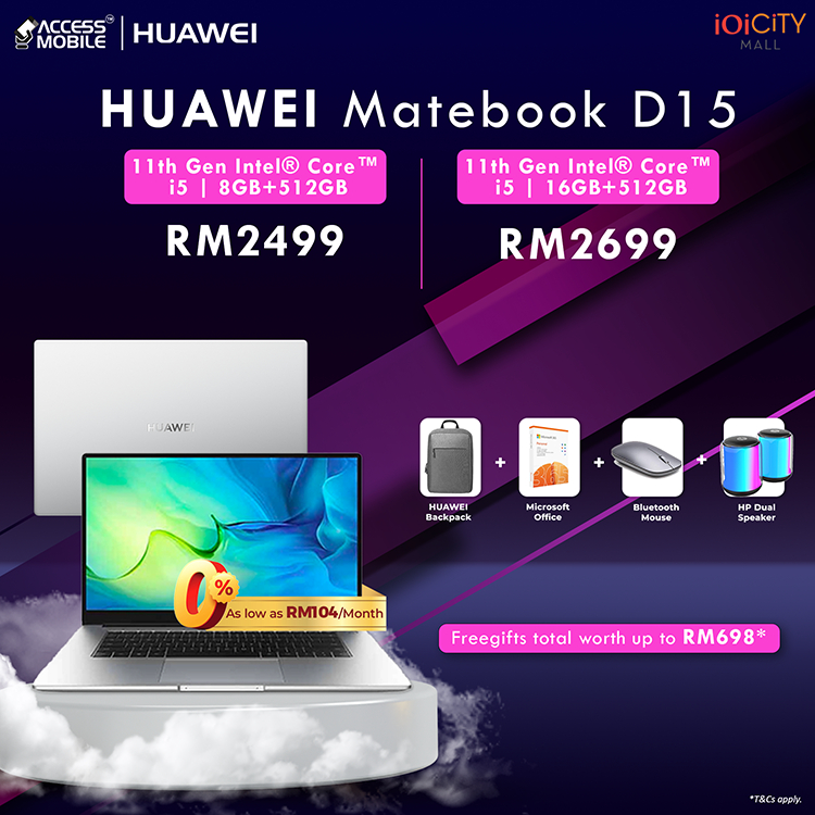 HUAWEI Matebook D15 Laptop 11Gen i3/8GB+256gb i5/8GB+512GB i5/16GB