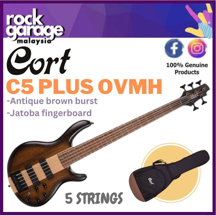Cort C5 Plus OVMH 5-Strings Electric Bass Guitar Jatoba Fretboard With ...