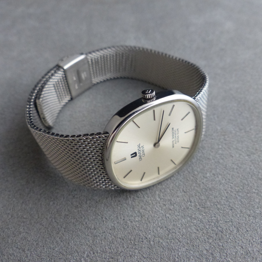 Universal Geneve White Shadow automatic ultra slim Micro rotor mens watch Oval shape caliber 2