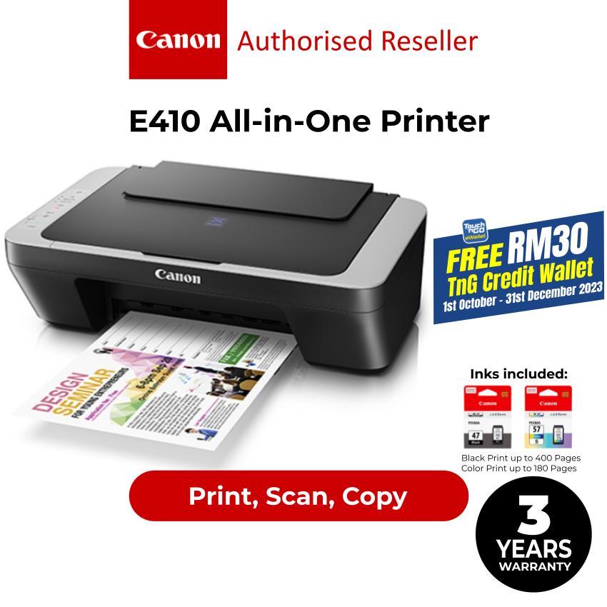 CANON PIXMA E410 Compact All-In-One for Low-Cost Printing Printer - PRINT SCAN COPY