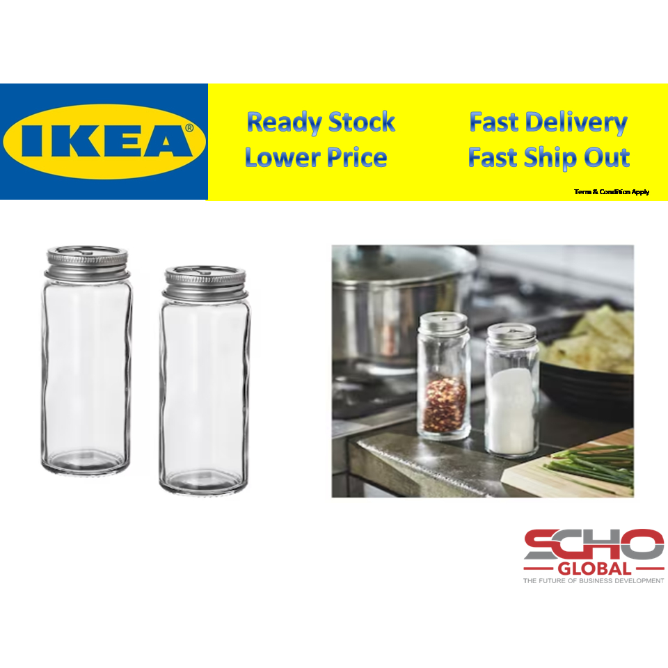 IkeaCITRONHAJ Salt and pepper shakers, clear glass/stainless steel, 12