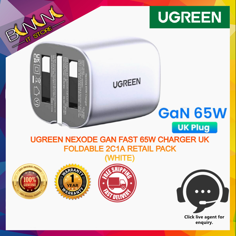 Ugreen Nexode 65W USB C GaN Charger-3 Ports Wall Charger