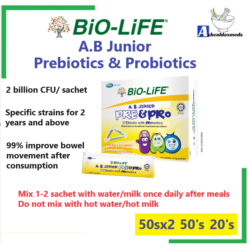 Biolife AB JUNIOR Pre & Probiotics 50s/50sx2 (EXP05/2025) or 10sx2/20s