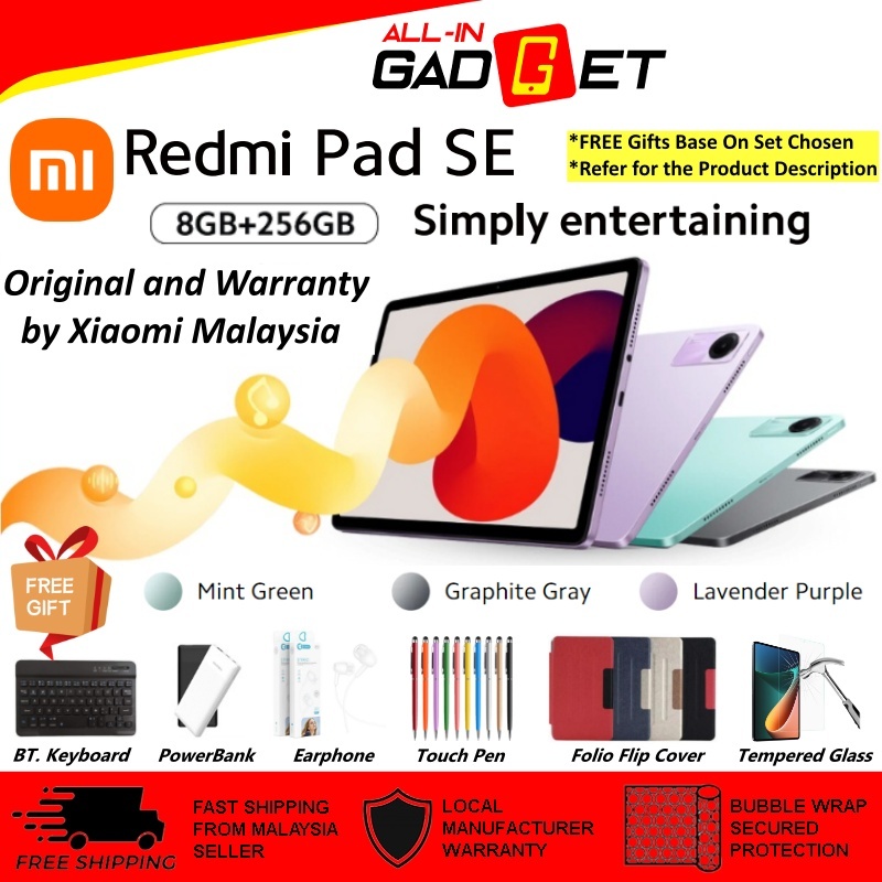 Xiaomi Redmi Pad SE 8GB + 256GB – Original Malaysia Set