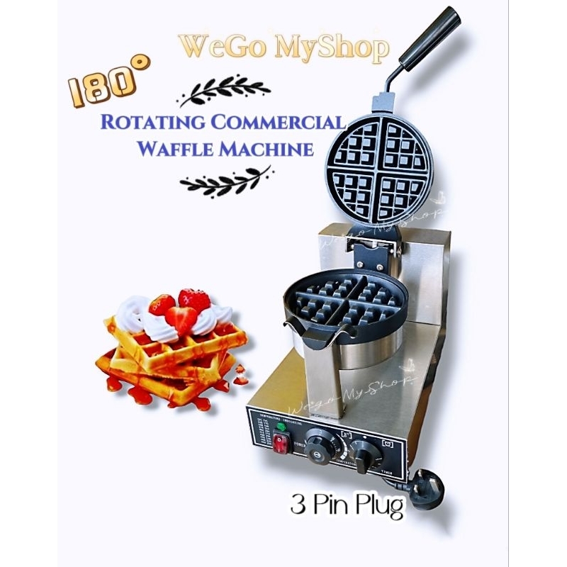 Ready Stock Commercial Electric Thick Waffle Maker 180°Rotating Waffle