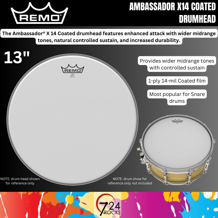 Remo drum heads Remo AX011314 Ambassador X14 Coated Drumhead 13 Inch