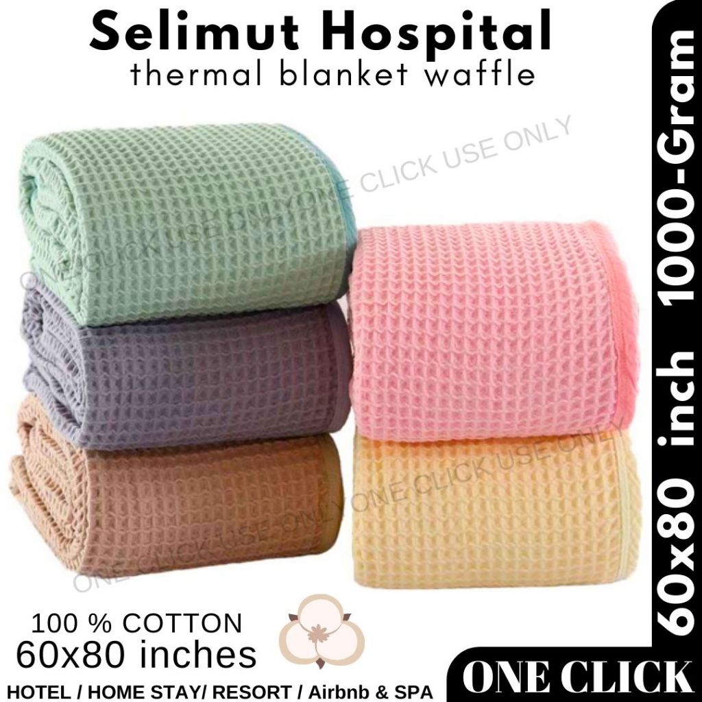 Selimut Hospital thermal blanket waffle design 100 cotton 1000gram High Quality Super Single