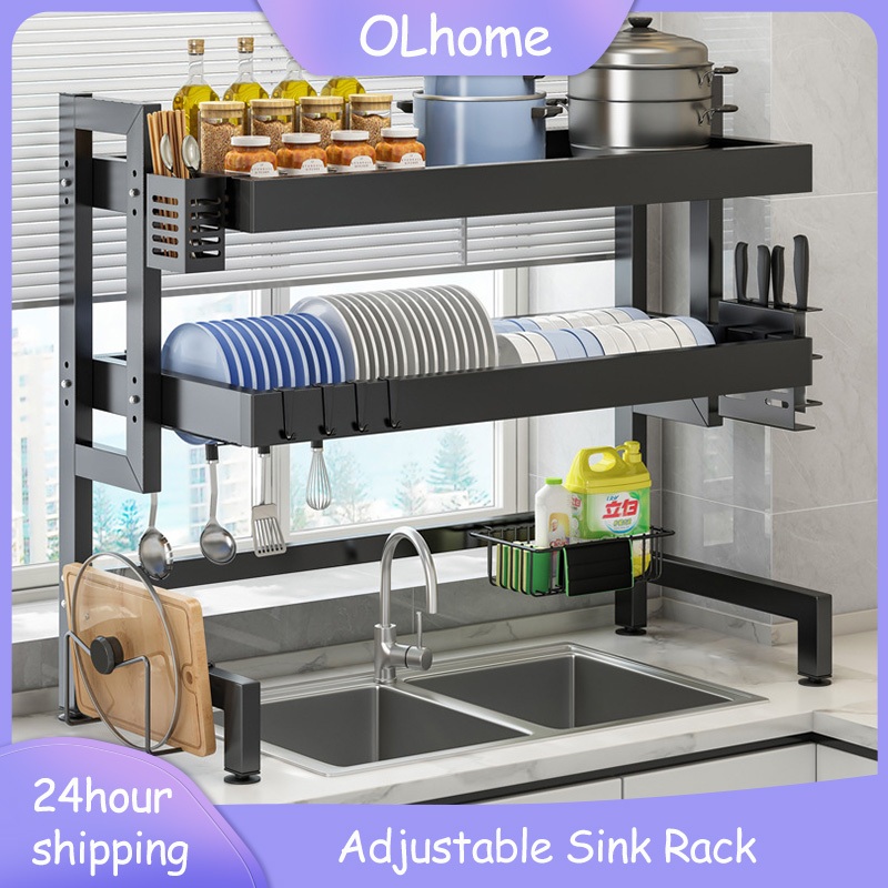 Adjustable Sink Rack Dish Rack Kitchen Organizer Rack Dish Drainer Rack ...