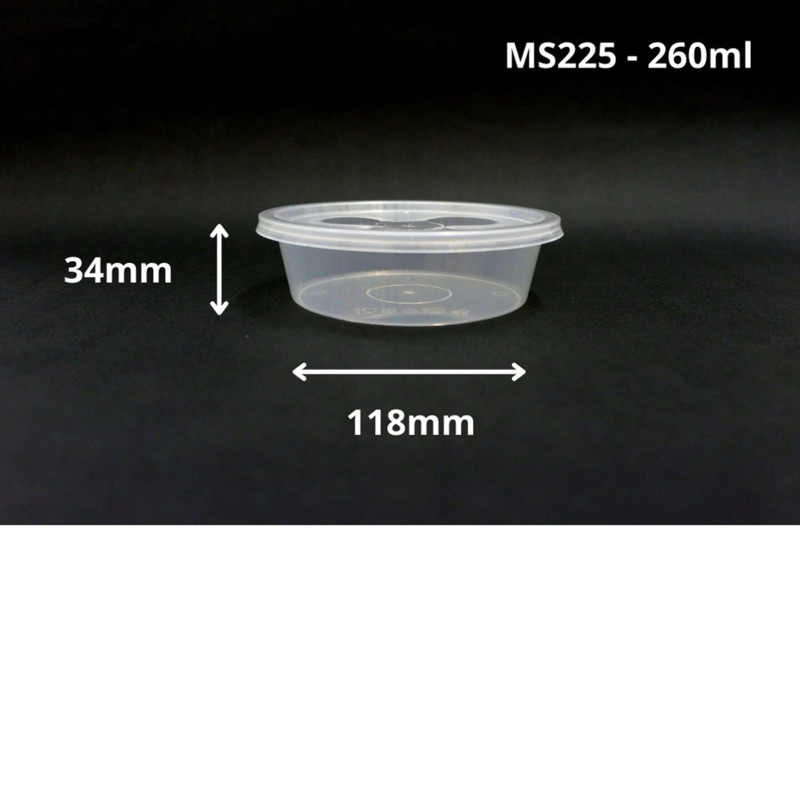 MS225 [MICROWAVABLE] Round Plastic Food Container / Pudding Cup With