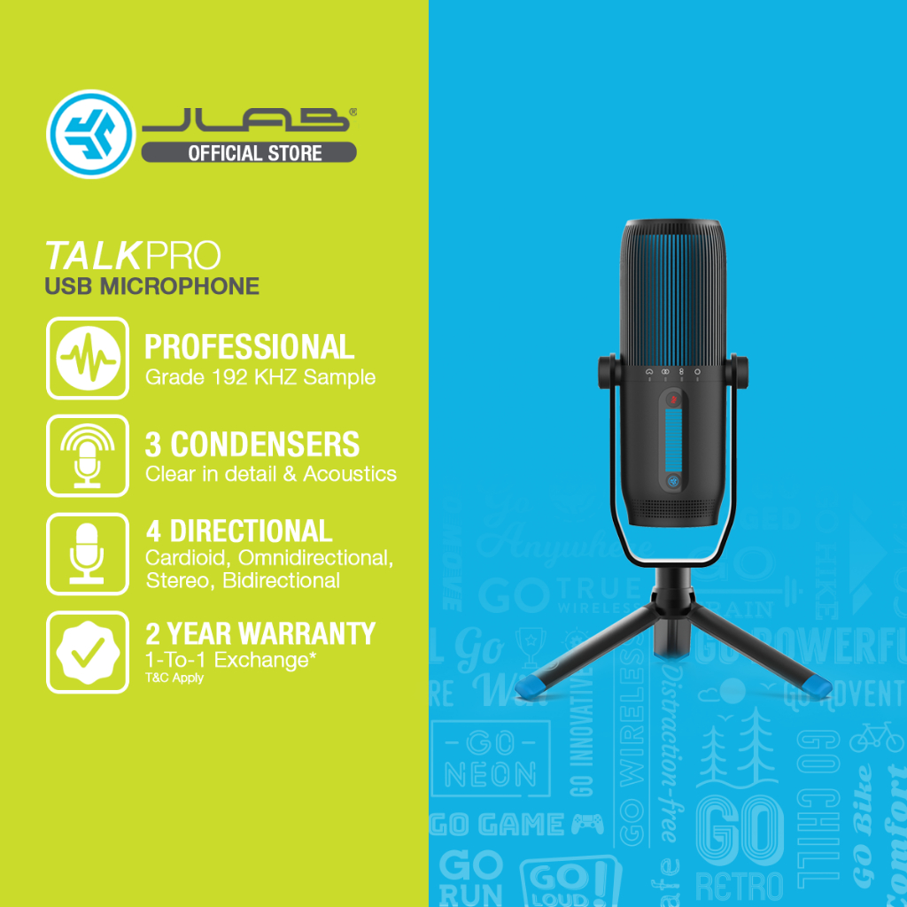 JLab Talk PRO USB Condenser Gaming Microphone USBC Output Cardioid