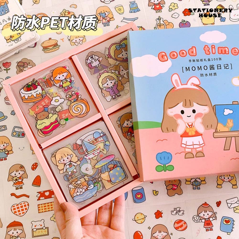 100pcs/set cute cartoon handbook sticker stationery sticker momo ...
