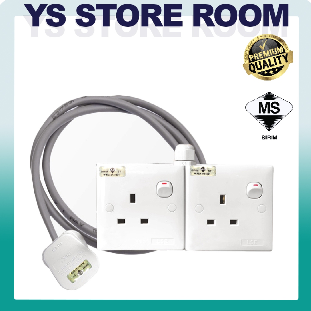 (SIRIM) Heavy Duty Extension Wire Extension Plug FULL COPPER WIRE 2 Way