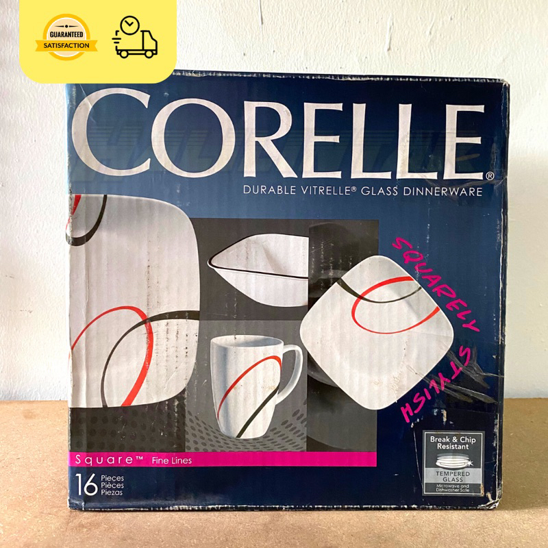 Corelle Livingware Square Dinnerware Set 16pc - Fine Lines | Shopee ...