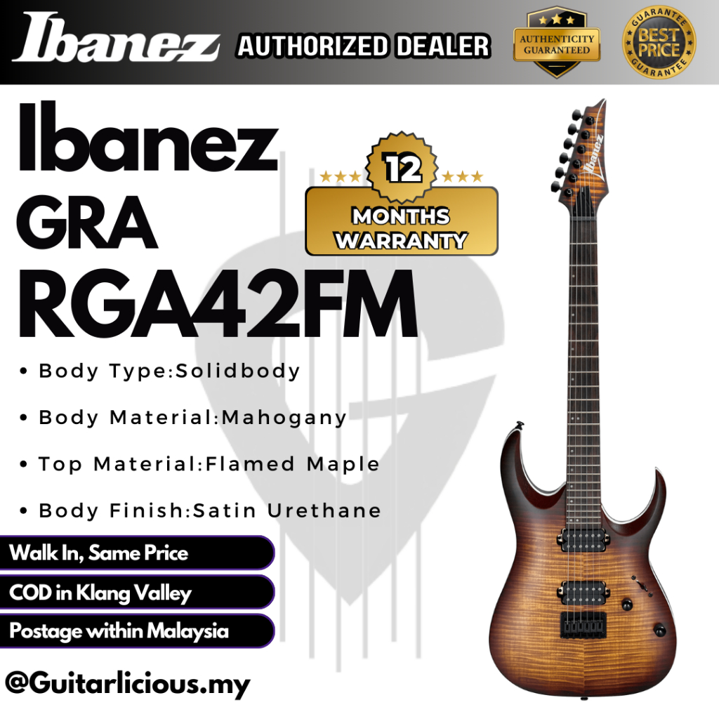Ibanez RGA42FM Electric Guitar with HH Pick up - Dragon Eye Burst Flat ...