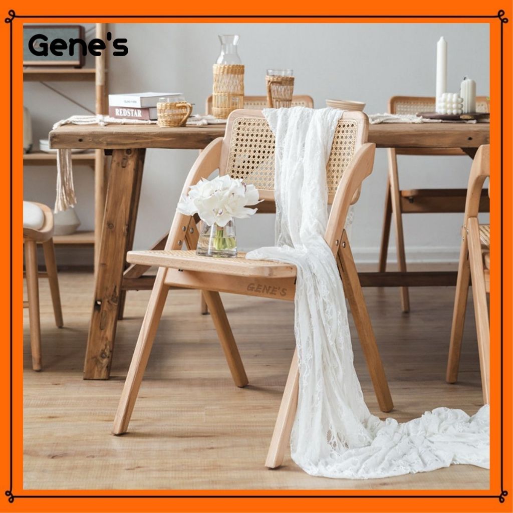 Gene's Vintage Foldable Rattan Solid Wood Chair Restaurant Party Event ...