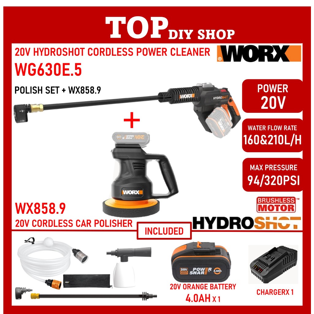 WORX Combo Set WG630E.5 20V 4.0AH Hydroshot Car Wash Cordless Water Jet