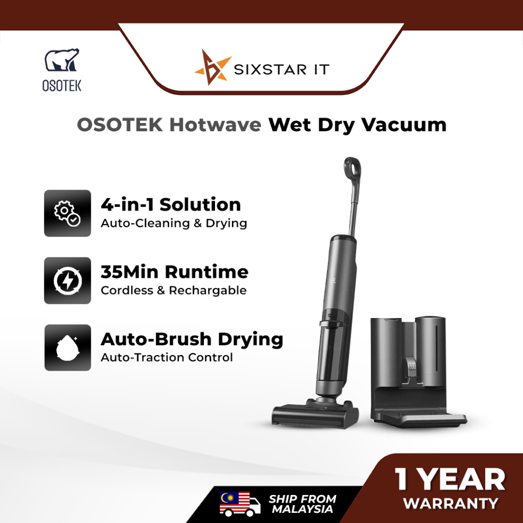 OSOTEK HotWave H100 Pro 4IN1 Wet & Dry Cordless Handheld Vacuum Cleaner AutoCleaning & Drying