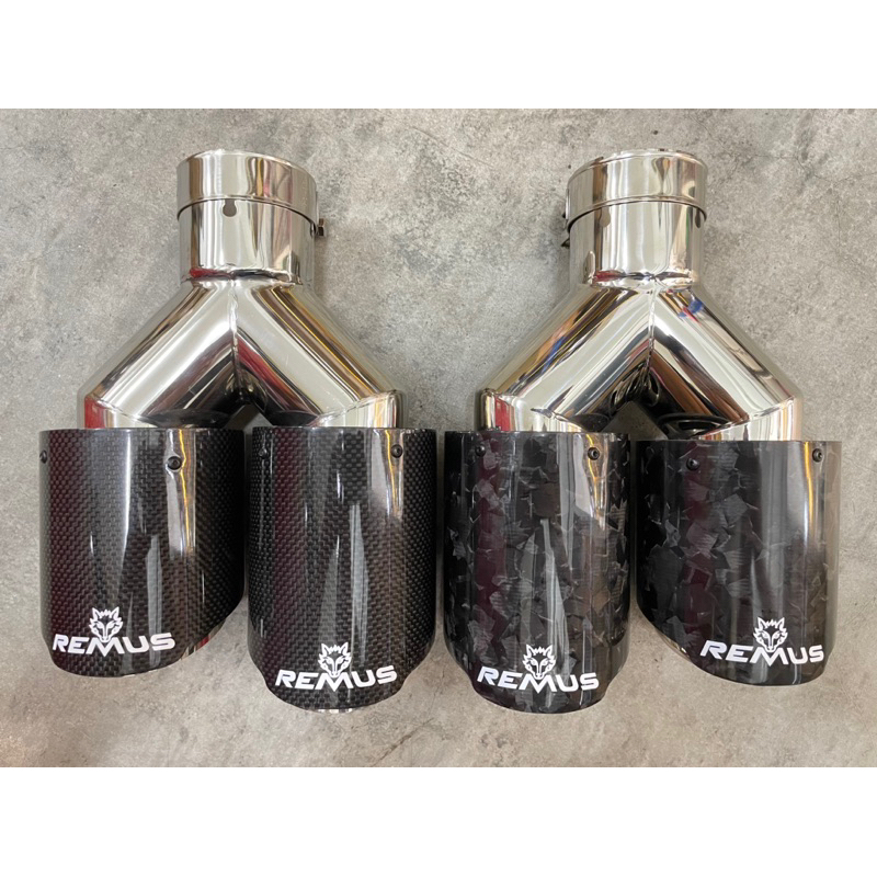 REMUS TWIN EXHAUST TIPS TWIN MUFFLER DOUBLE GLOSSY