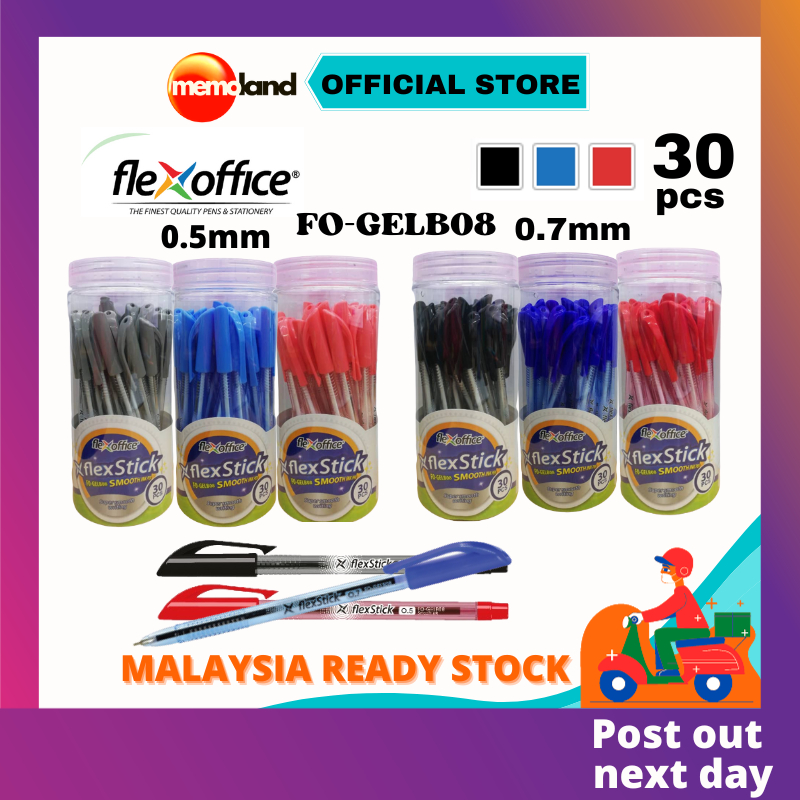 FLEXOFFICE FO-GELB08 0.5mm / 0.7mm FLEXSTICK STICK BALLPEN - 30pcs ...