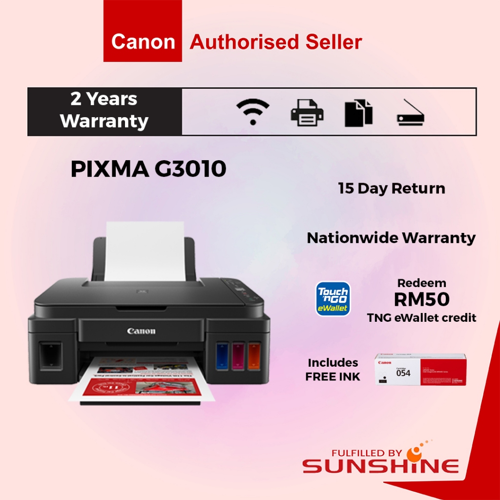 Canon Pixma G3010 All In One Ink Tank Wi Fi Printer Free Tng E Wallet Rm50 Shopee Malaysia 