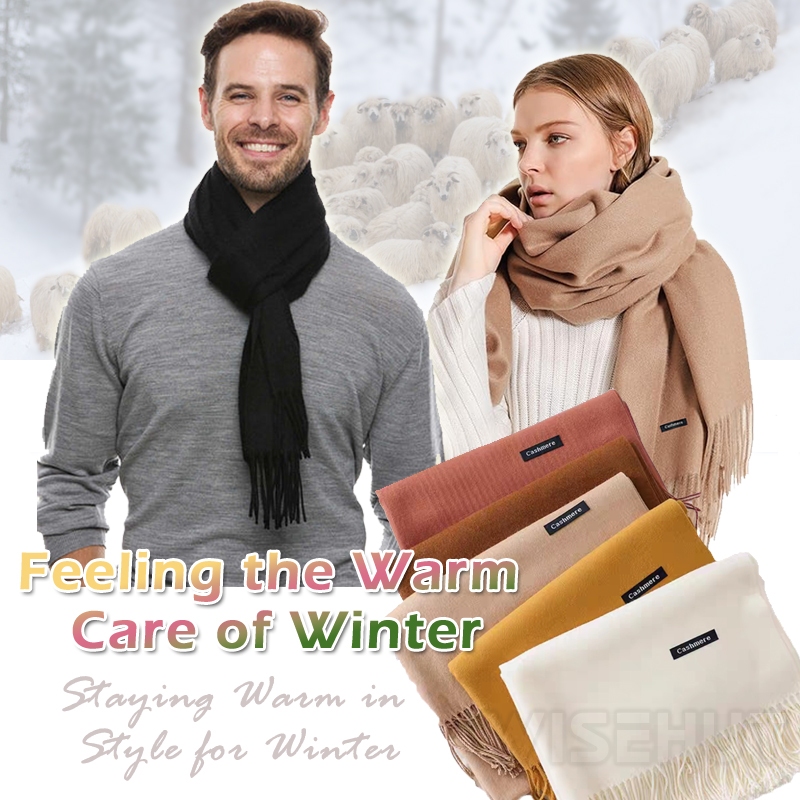 Unisex Men Woman's Winter Faux Scarf Cashmere Feel Pashmina Shawl