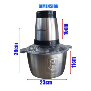 2L Stainless Steel Electric Meat Mincer Chopper Food Processor Blender  Grinder-Pengisar Daging Sayur Besi Tahan Karat